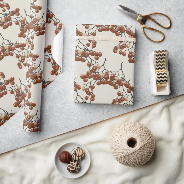 Light sage green Red Peppercorns gift wrapping Paper (Crafts)
