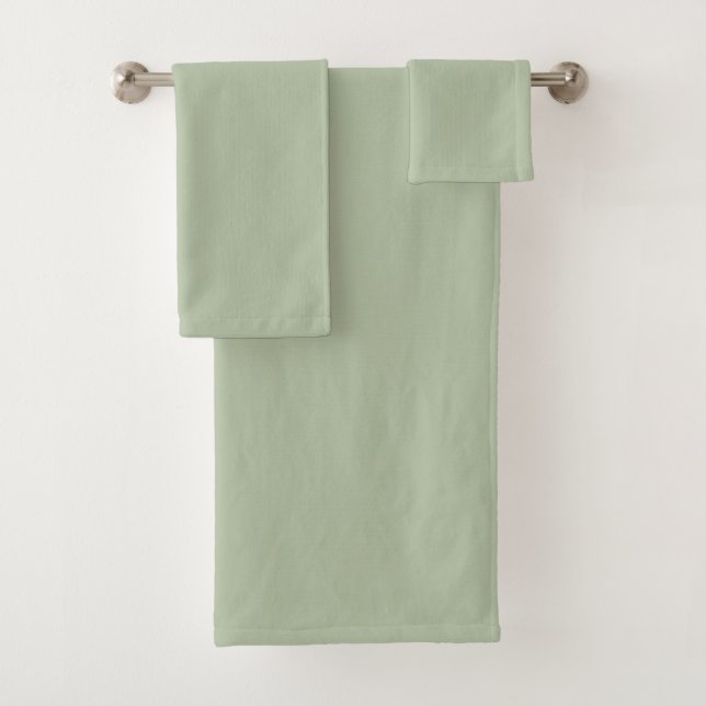 Light Sage Green Solid Colour Bath Towel Set (Insitu)