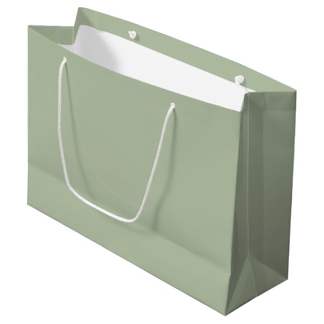 Light Sage Green Solid Colour Large Gift Bag (Front Angled)