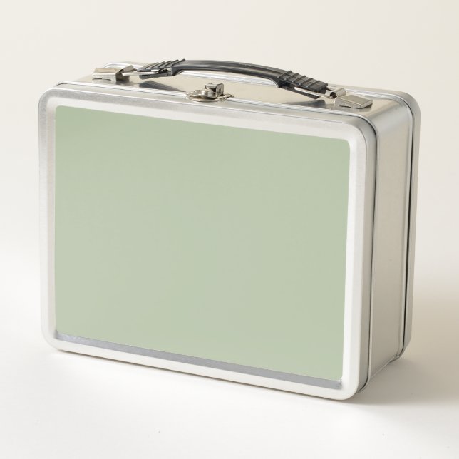 Light Sage Green Solid Colour Metal Lunch Box (Front)