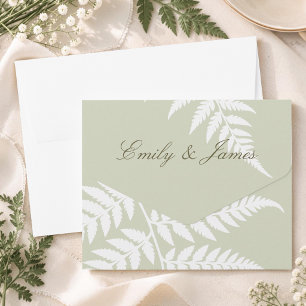 Light Sage Green White Fern Elegant Wedding All In One Invitation
