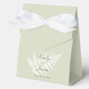 Light Sage Green White Fern Large Tent Wedding Favour Box