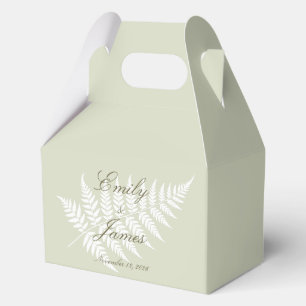 Light Sage Green White Fern Medium Pastel Gable Favour Box