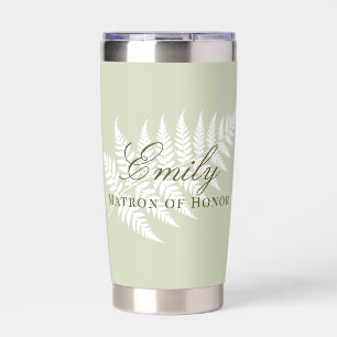 Light Sage Green White Fern Pastel Matron of Honou Insulated Tumbler
