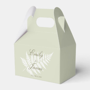 Light Sage Green White Fern Small Pastel Gable Favour Box