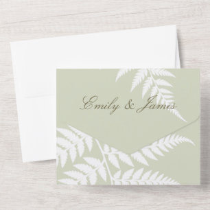 Light Sage Green White Fern Woodland Wedding All In One Invitation