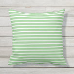 Light Sage Green White Stripe Custom Spring Summer Cushion<br><div class="desc">Designed with colourful and bright sage white striped patterns. You may change the background colour as you wish!</div>