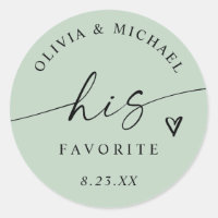 Light Sage His Favorite Script Wedding Treat Bag