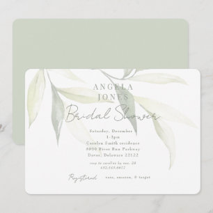 Light Sage Modern Botanical Modern Bridal Shower Invitation