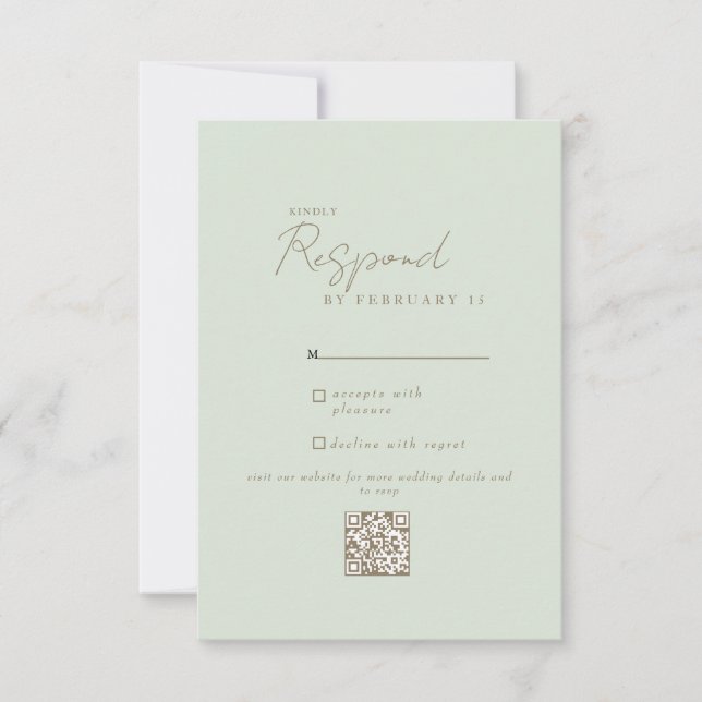 Light Sage Modern Wedding QR Code RSVP  (Front)