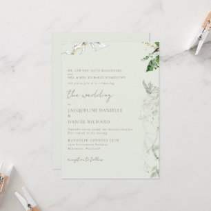 Light Sage Watercolor Foliage Both Parents Wedding Invitation