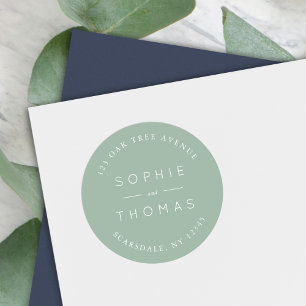 Light Sage Wedding Return Address Classic Round Sticker