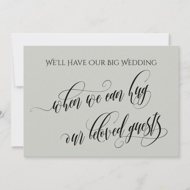 Light Sage When We Can Hug You Postponed Wedding Invitation (Front)