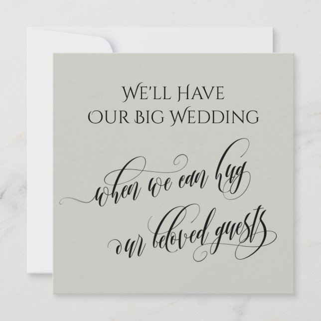 Light Sage When We Can Hug You Postponed Wedding Invitation (Front)