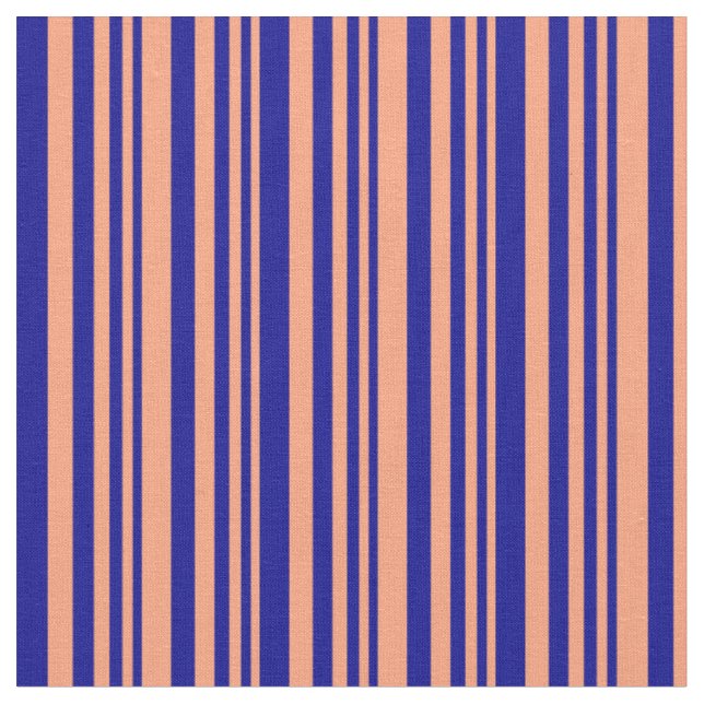 Light Salmon and Dark Blue Coloured Lines Fabric (Close Up)
