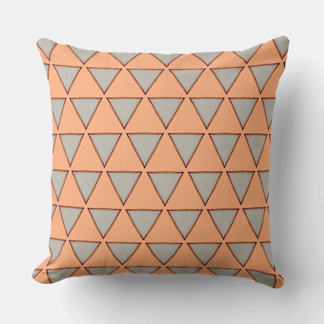 Light Salmon and Dark Gray All Sides Triangle Cushion (Front)