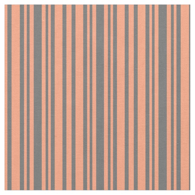Light Salmon and Dim Grey Striped Pattern Fabric (Close Up)