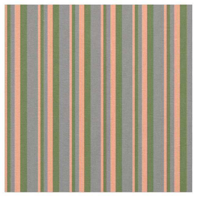 Light Salmon, Dark Olive Green & Grey Coloured Fabric (Close Up)