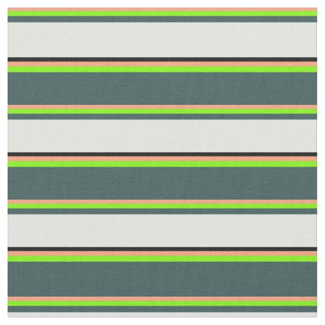 Light Salmon, Green, Grey, Light Cyan & Black Fabric (Close Up)