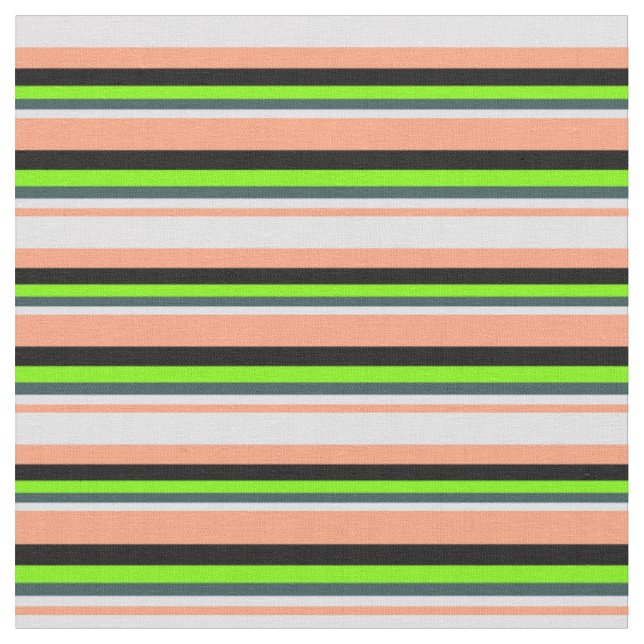 Light Salmon, Lavender, Slate Grey, Green & Black Fabric (Close Up)