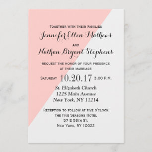 Light Salmon Pink and Grey Two Tone Invitation