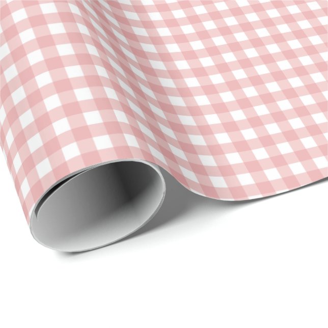 Light Salmon Pink Simple Plaid Wrapping Paper (Roll Corner)