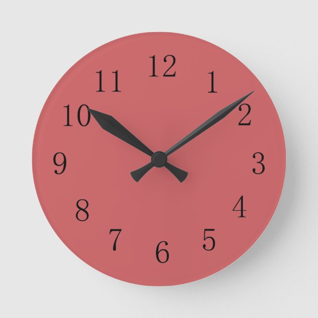 Light Salmon Red Round (Medium) Wall Clock (Front)