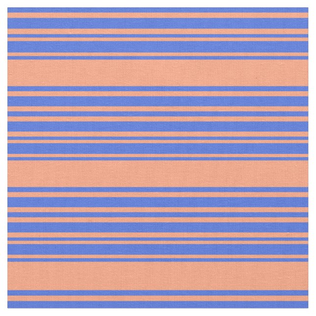Light Salmon & Royal Blue Lined/Striped Pattern Fabric (Close Up)