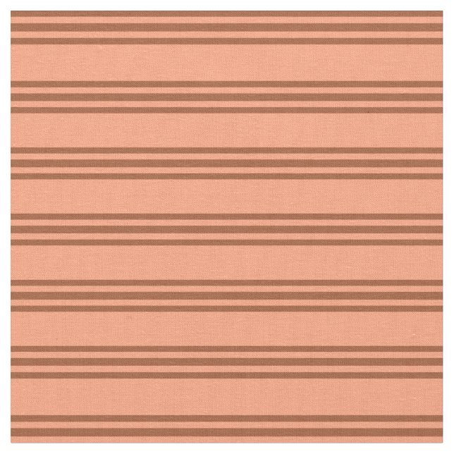 Light Salmon & Sienna Coloured Lines Fabric (Close Up)