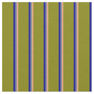 Light Salmon, Slate Grey, Dark Blue & Green Lines Fabric