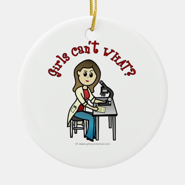 Light Scientist Girl Ceramic Tree Decoration (Front)