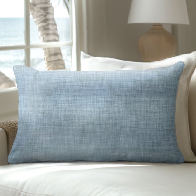 Light Sea Blue Linen Texture Lumbar Pillow (Creator Uploaded)