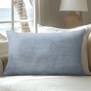 Light Sea Blue Linen Texture Lumbar Pillow