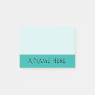 Light Sea Green Background and Black Elegant Name Post-it Notes