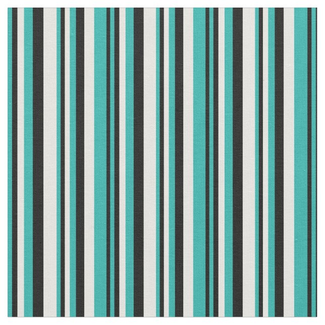 Light Sea Green, Black & Mint Cream Pattern Fabric (Close Up)