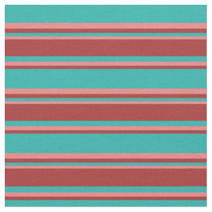Light Sea Green, Brown & Light Coral Pattern Fabric