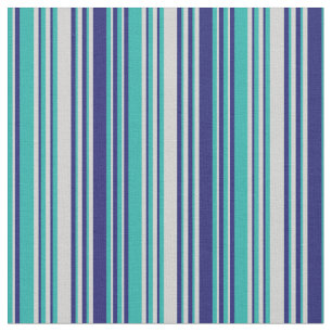 Light Sea Green, Light Grey & Midnight Blue Lines Fabric