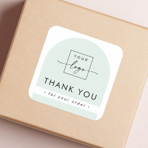 Light sea green mint arch business thank you square sticker