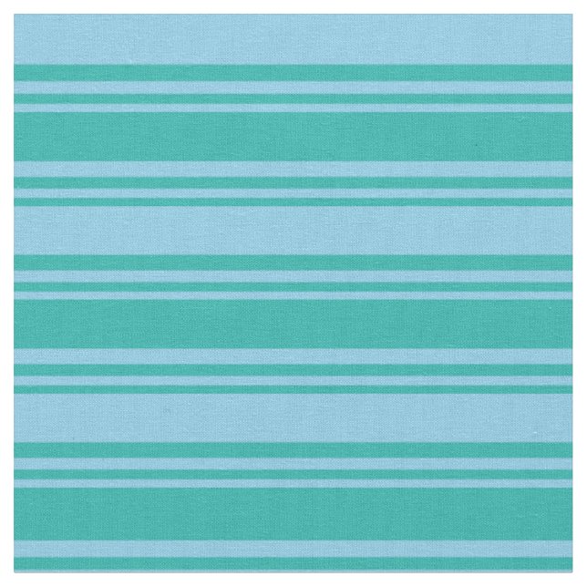 Light Sea Green & Sky Blue Coloured Stripes Fabric (Close Up)