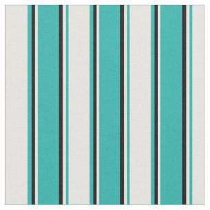 Light Sea Green, White & Black Coloured Pattern Fabric