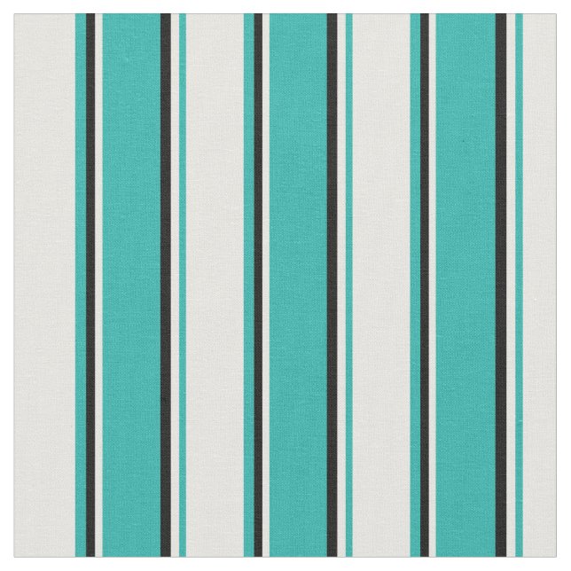 Light Sea Green, White & Black Coloured Pattern Fabric (Close Up)