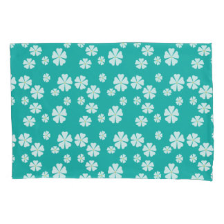 Light sea green with white flowers pillowcase