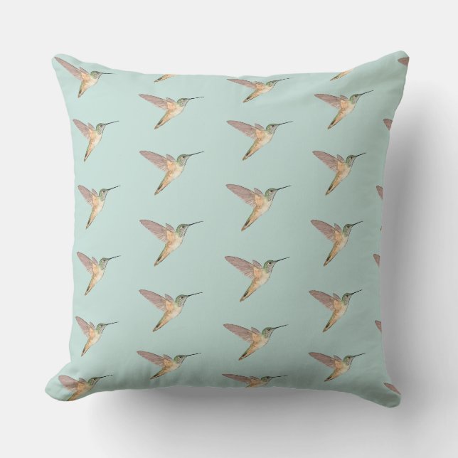 Light Seafoam Allen's Hummingbird Cushion (Front)