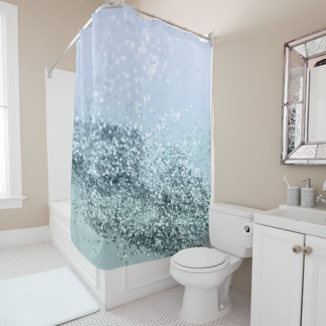 Light Seafoam Light Blue Glitter #1 Shower Curtain (In Situ)
