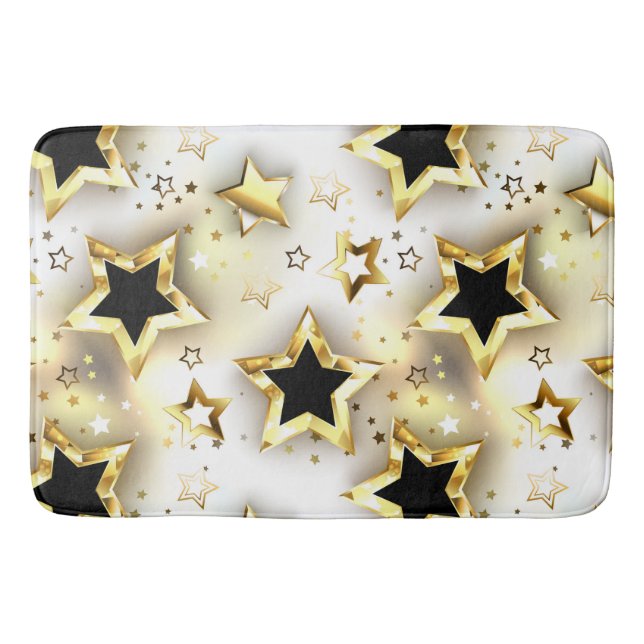 Light seamless with gold stars bath mat (Front)