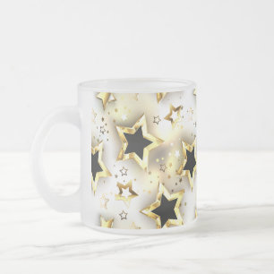 Light seamless with gold stars frosted glass coffee mug