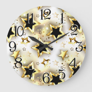 Light seamless with gold stars large clock
