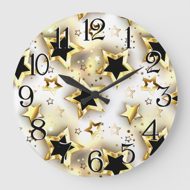 Light seamless with gold stars large clock (Front)
