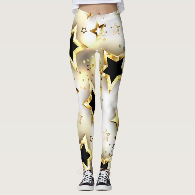 Light seamless with gold stars leggings (Front)