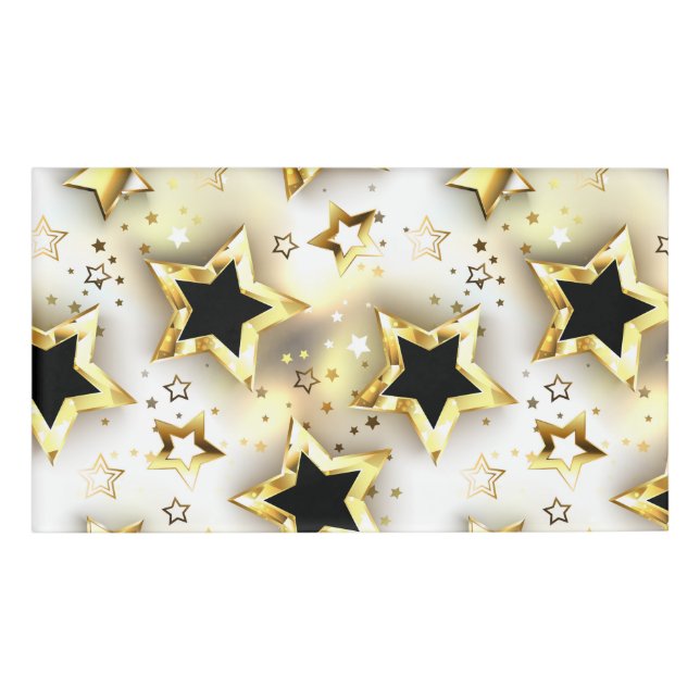 Light seamless with gold stars name tag (Front)